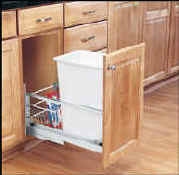 Kitchen Shelves, Under Cabinet Trash Can Rack