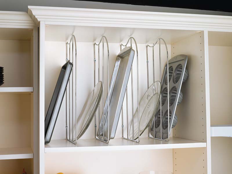 baking tray dividers and cookie sheet divider for kitchen cabinet organization