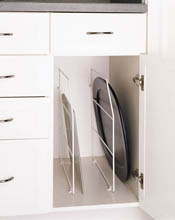 tray dividers for baking tray and cookie sheet storage in your kitchen cabinet